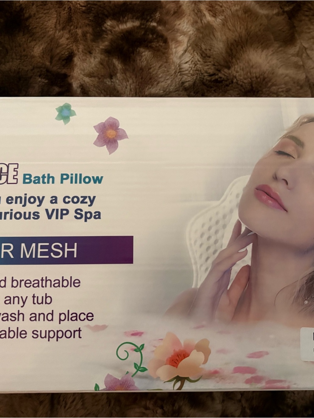 Vince White Bath Pillow with Floral Accents